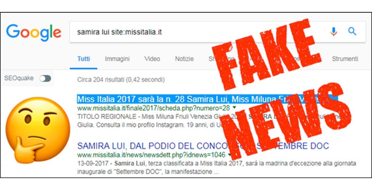 Fake News sul sito Miss Italia